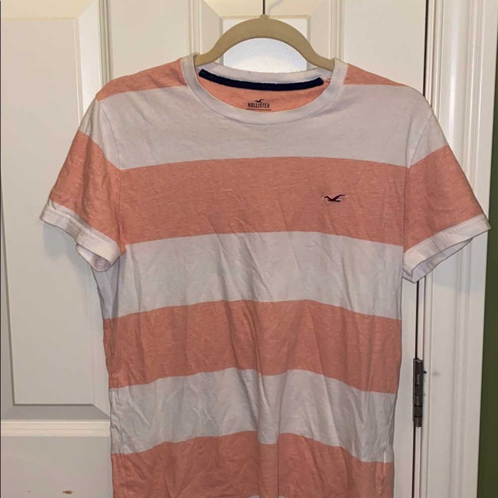 Pink & White Striped Hollister Comfy Tee